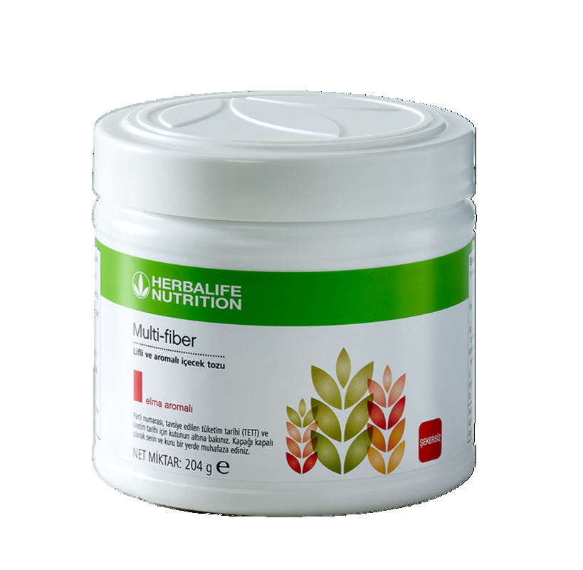 Herbalife Multi-Fiber elma aromalı lifli içecek tozu 204 g ambalajı