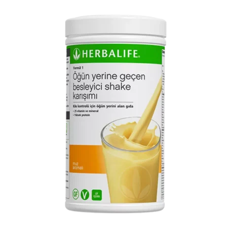 Herbalife Formül 1 muz aromalı vegan ve glutensiz öğün yerine geçen besleyici shake karışımı orijinal ürün kutusu