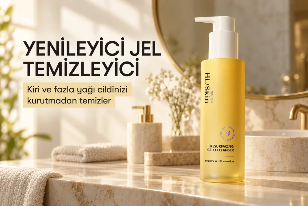 Kiri ve fazla yağı cildi kurutmadan arındıran Herbalife HL/Skin yenileyici jel temizleyici