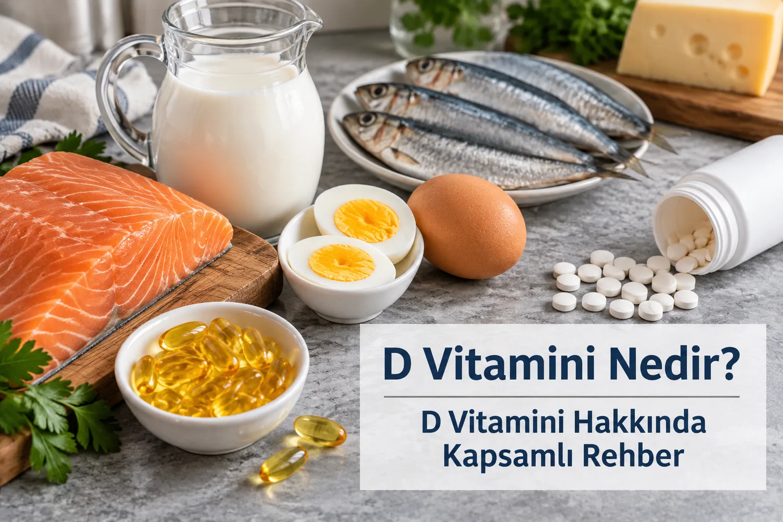 D vitamini kaynakları: güneş ışığı, yağlı balık, yumurta sarısı ve takviye kapsülleri