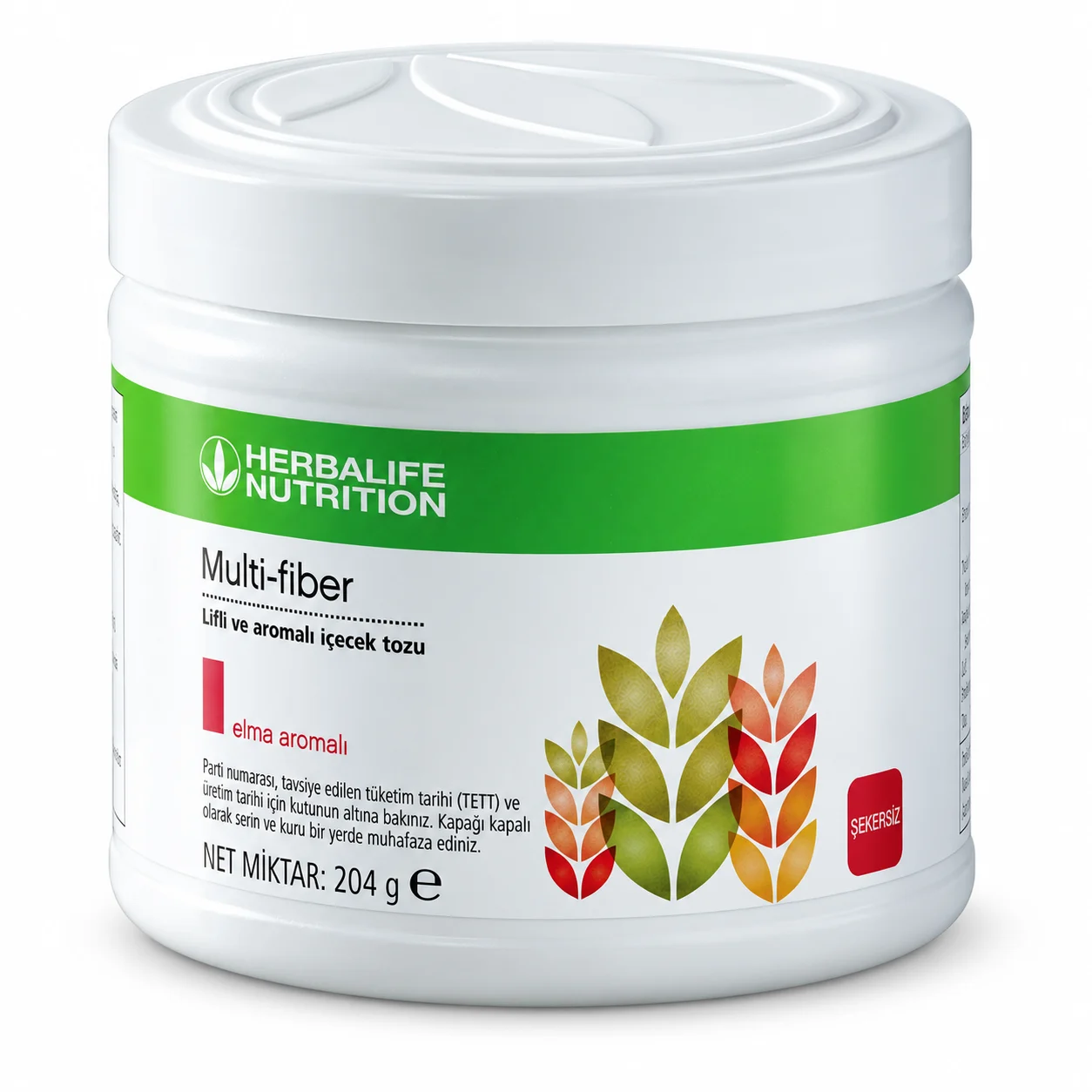 Herbalife Multi-Fiber elma aromalı lifli ve aromalı içecek tozu 204 g ambalajı
