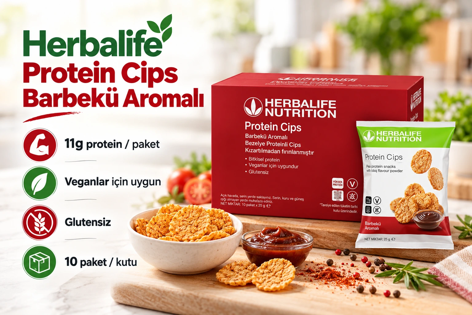 Herbalife Protein Cips Barbekü Aromalı reklam görseli